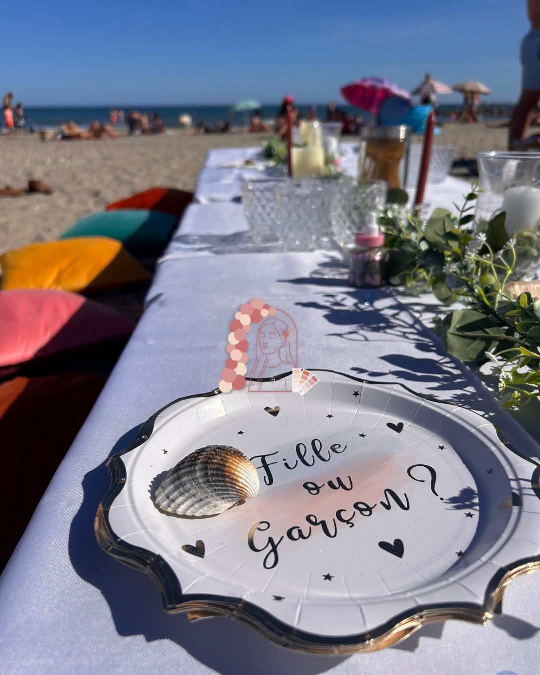 Ambiance de Gender Reveal sur la plage à Montpellier