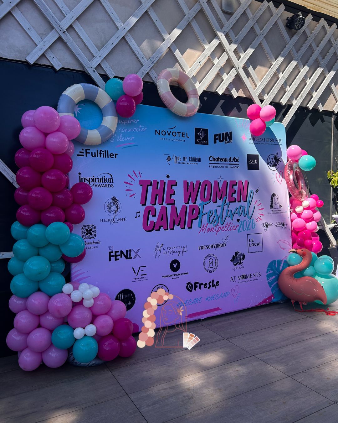 Décoration événementielle du Women Camp Festival à Montpellier